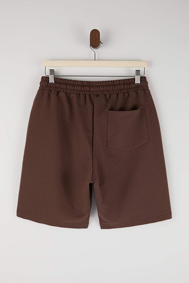 Kahverengi Basic Oversize/Geniş Kesim Lastik Belli Bağcıklı Şort TMNSS22SR0257 - 6