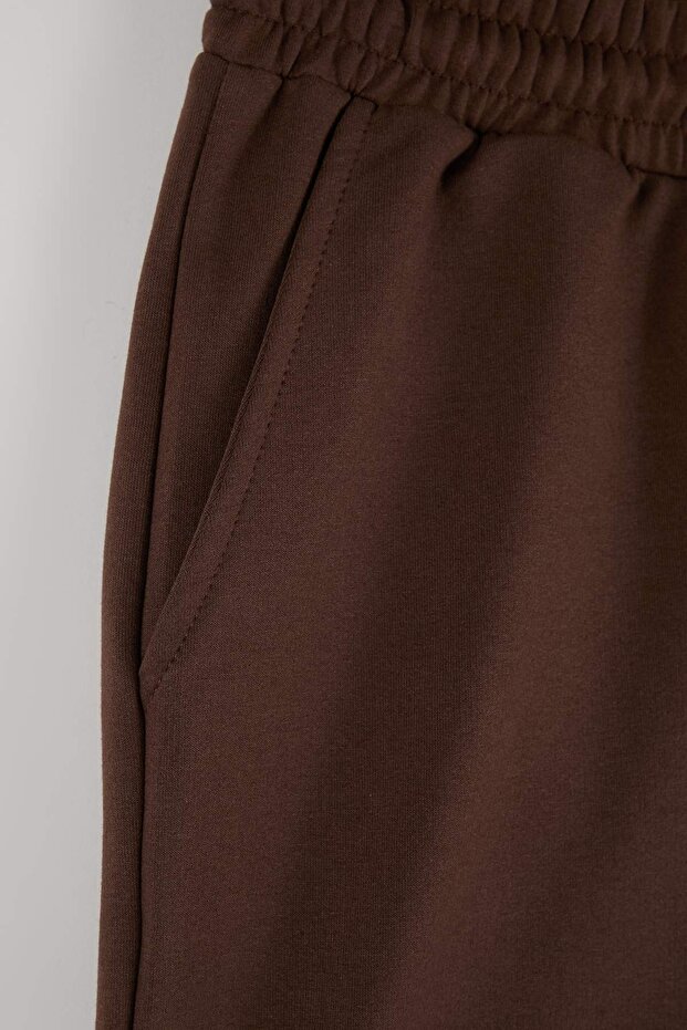 Kahverengi Basic Oversize/Geniş Kesim Lastik Belli Bağcıklı Şort TMNSS22SR0257 - 5