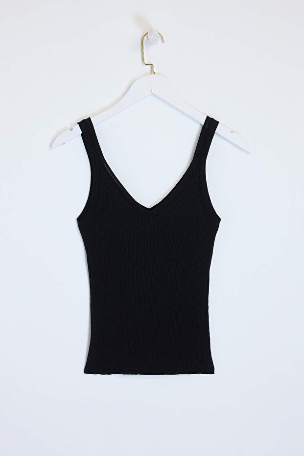 Limited Edition Siyah V Yaka Basic Triko İnce Bluz TWOSS26BZ00312 - 6