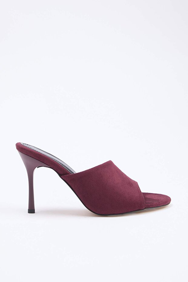 Bordo Süet 9 cm Kadın Klasik Topuklu Ayakkabı TAKSS26TO00028 - 3