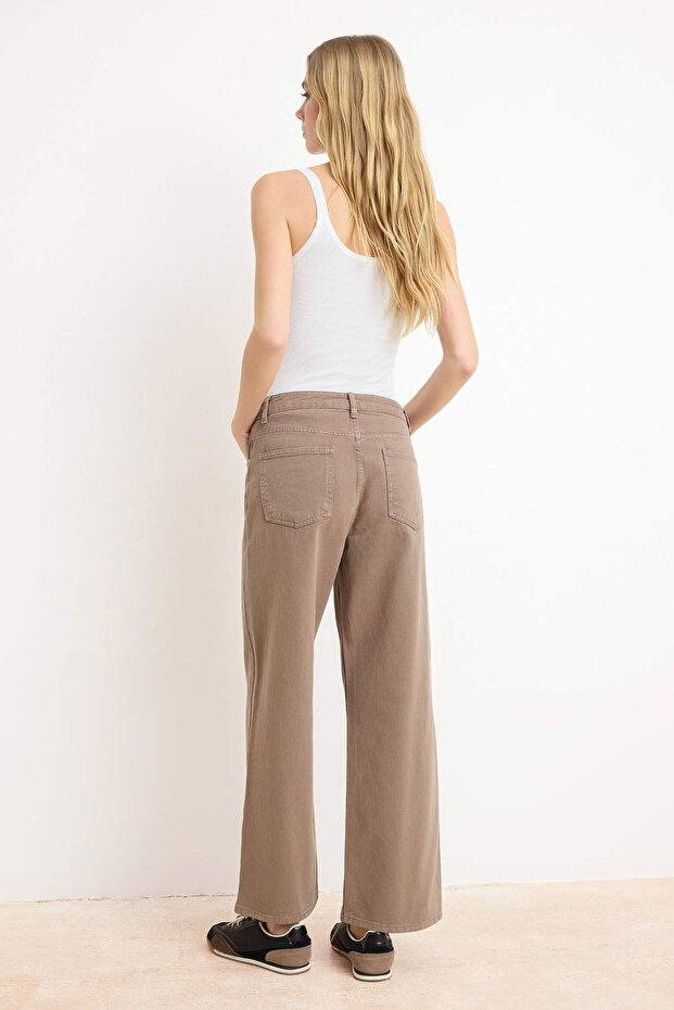 Vizon Yüksek Bel Bilek Boy Culotte %100 Pamuklu Jeans TWOAW26JE00190 - 4