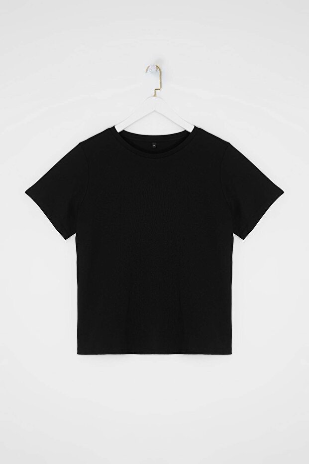 Siyah 3'lü Paket Büyük Beden T-shirt TBBSS25BF00071 - 8
