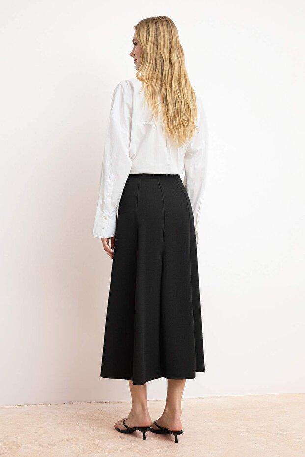 Siyah Kloş Maxi Esnek Midi Örme Etek TWOSS24ET00156 - 4