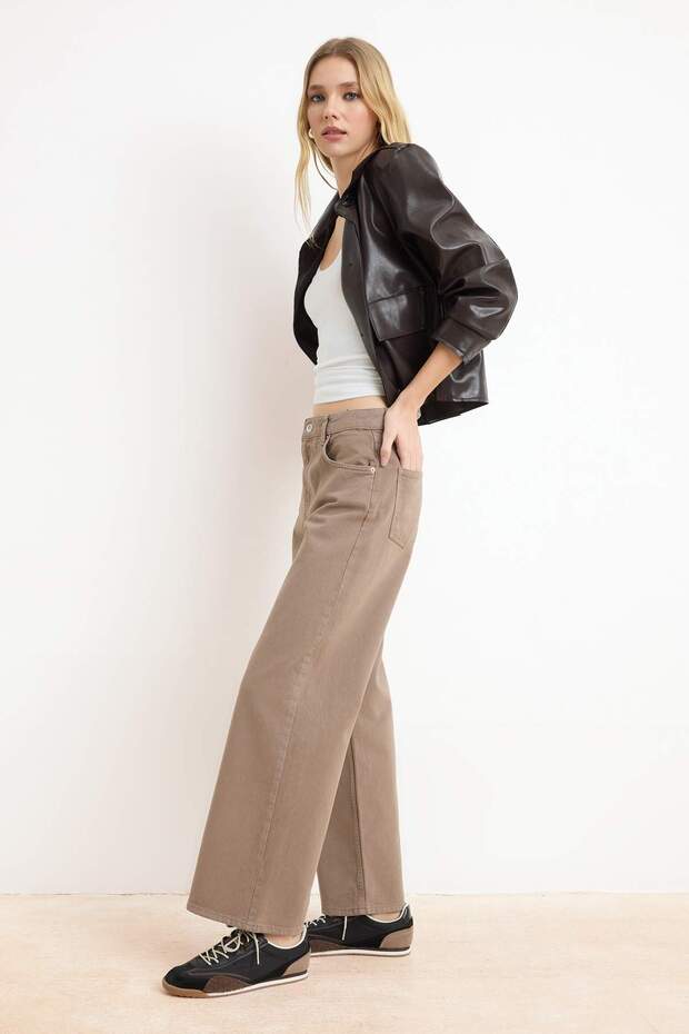 Vizon Yüksek Bel Bilek Boy Culotte %100 Pamuklu Jeans TWOAW26JE00190 - 2