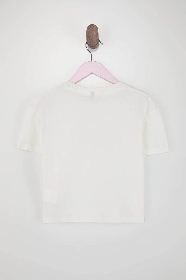 Somon-Beyaz 2'li Kız Çocuk Düz Örme T-Shirt TKDSS26TS00014 - 5