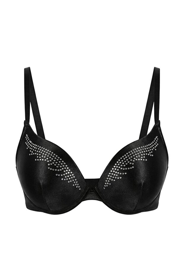 Siyah Taşlı Push Up T-Shirt Bra Sütyen THMSS26SU00011 - 3
