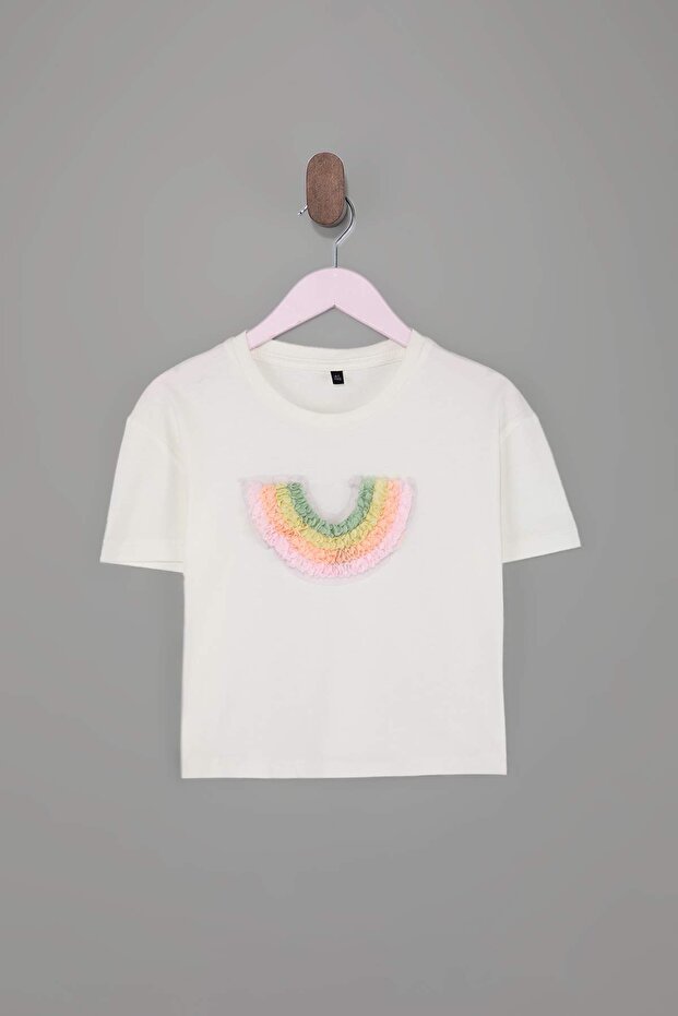 Somon-Beyaz 2'li Kız Çocuk Düz Örme T-Shirt TKDSS26TS00014 - 3