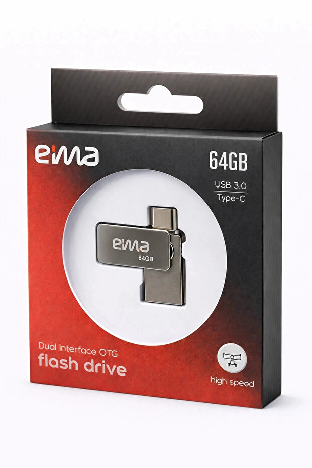 64GB Dual Interface USB Flash Bellek | USB 3.0 Type-C OTG DRİVE - 1