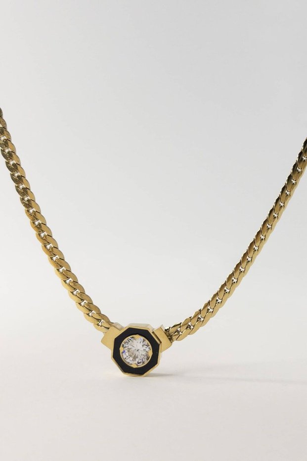Serenay Solitaire Zircon Italian Chain Necklace