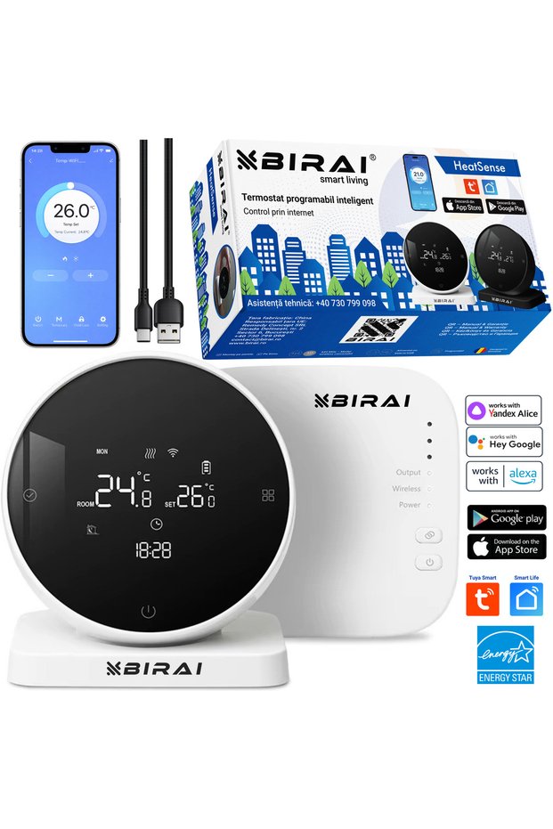 HeatSense WiFi Smart Thermostat, Programmable, App Control, Universal, Wireless