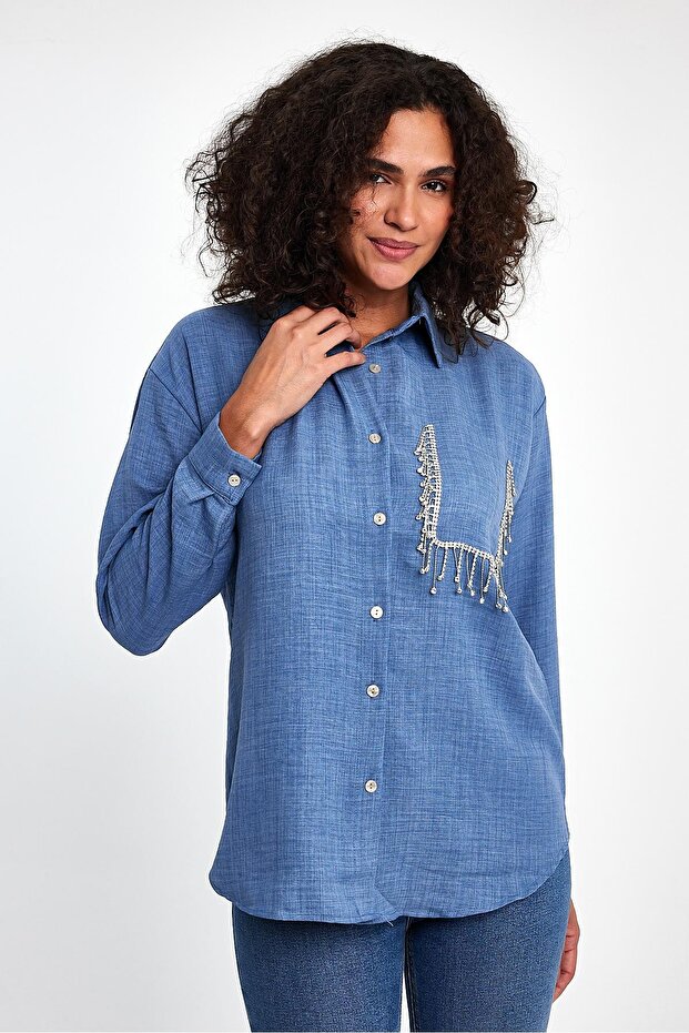 Taş İşlemeli Gömlek - 4