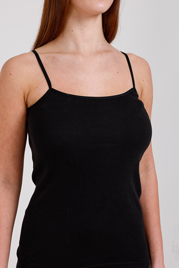 3'lü Basic Pamuk Ip Askı Atlet Siyah - 7