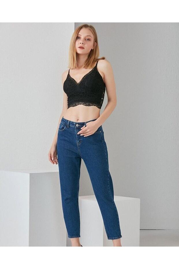 Women's Dark Blue Mom Jeans