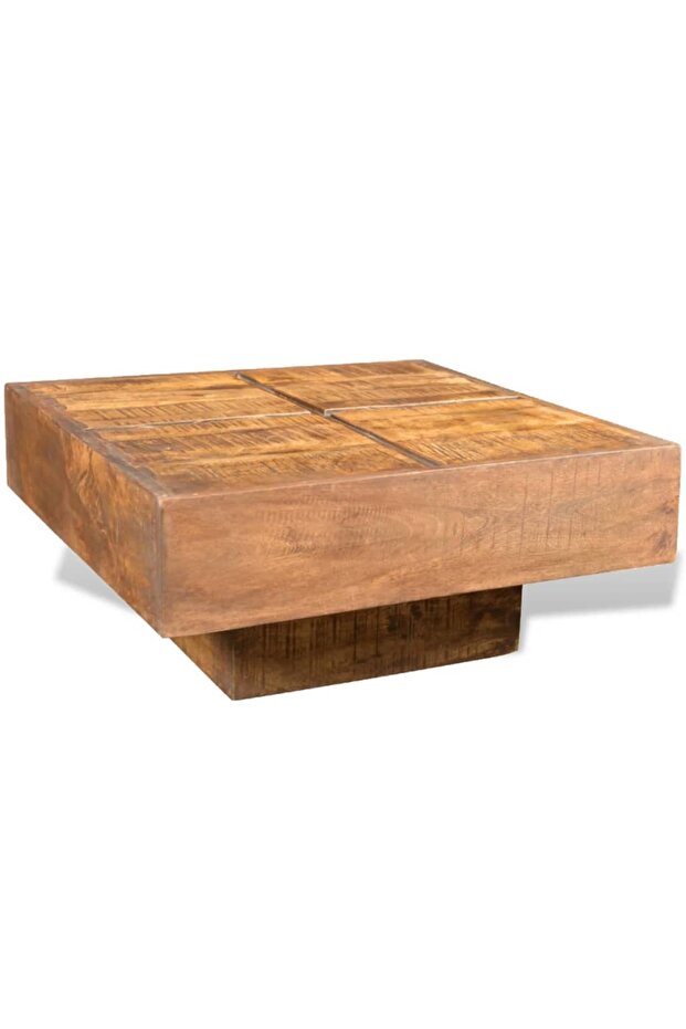 Square coffee table, brown, solid mango wood - 1