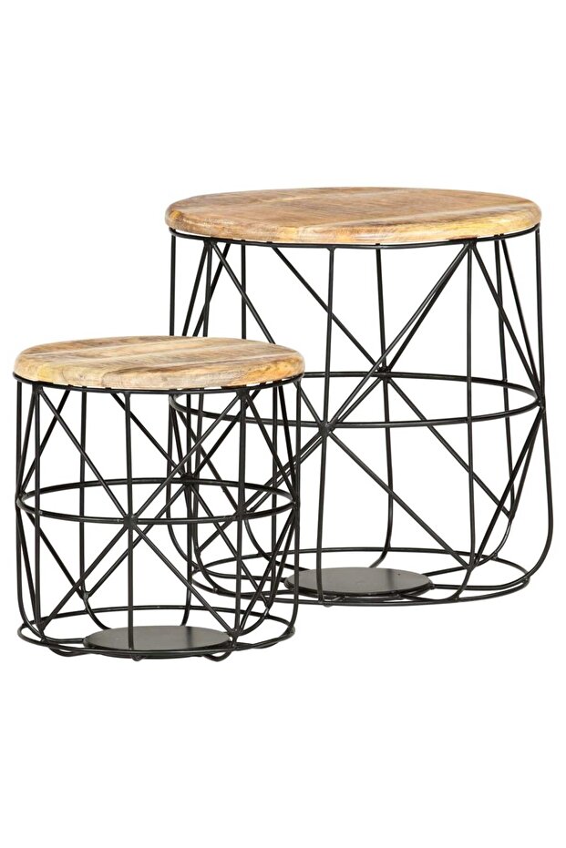 Coffee tables, 2 pcs., solid mango wood - 8