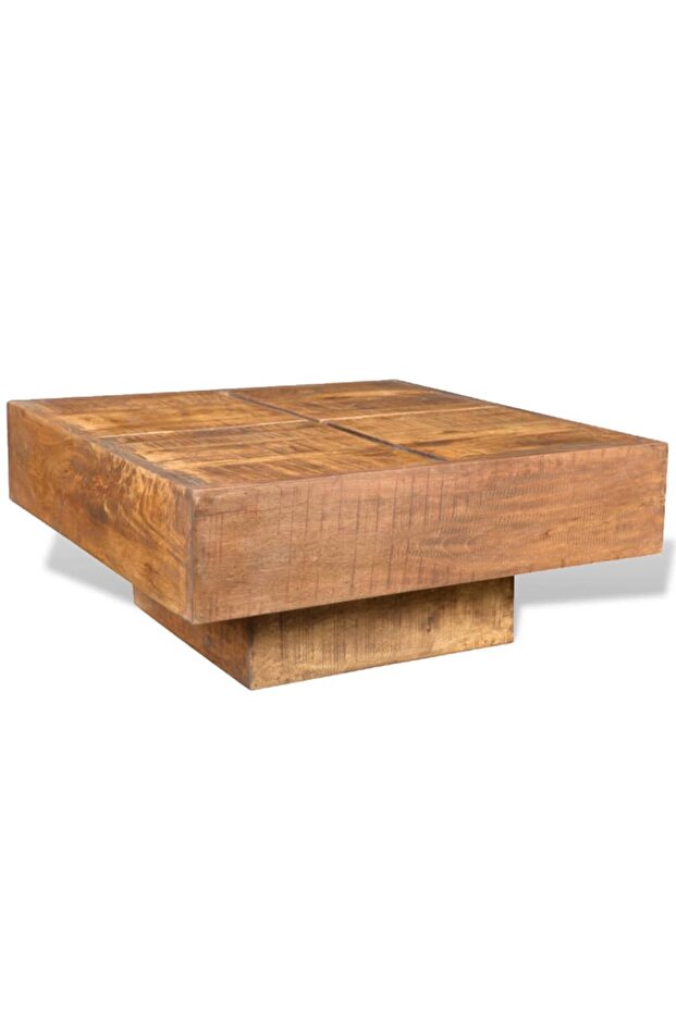 Square coffee table, brown, solid mango wood - 5