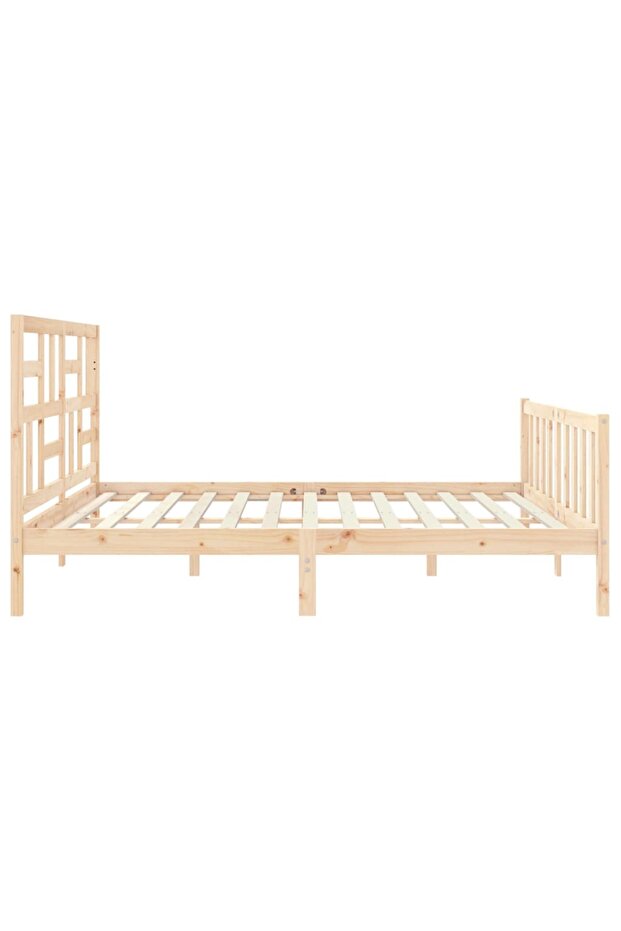Bed frame with headboard 200x200 cm, solid pine wood - 7