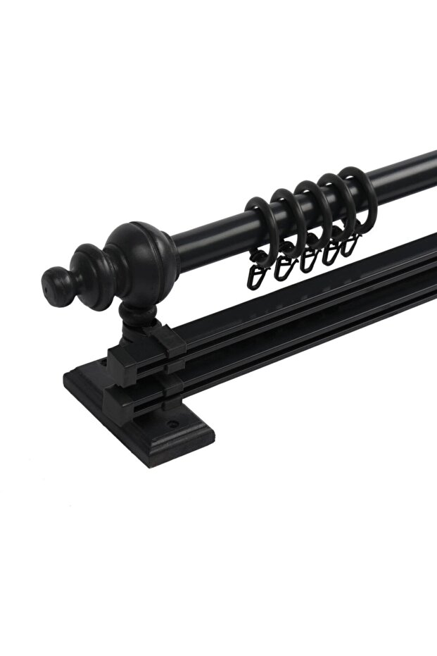 Antrasit 200 Cm Çift Raylı Ahşap Rustik Perde Askısı - Rustik Borusu - 5