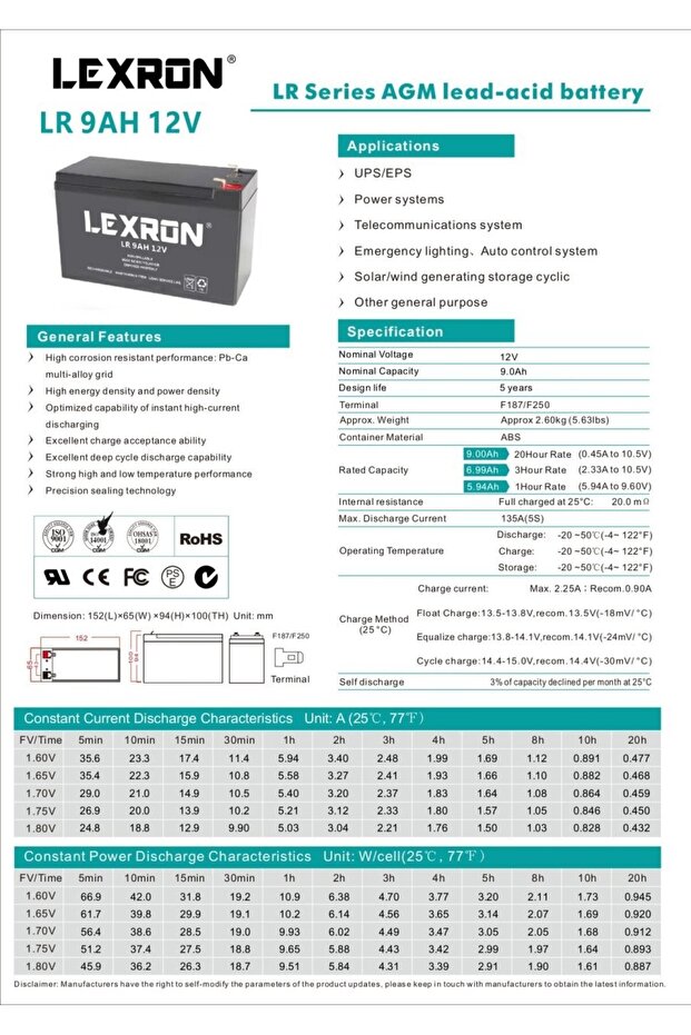 12 volt 9 amper kuru tip akü - 3