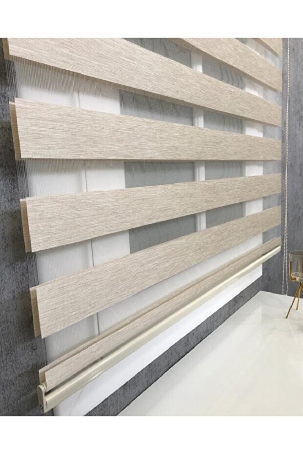 Zebra Perde Buzlu Kahve Desenli Bambu - 3