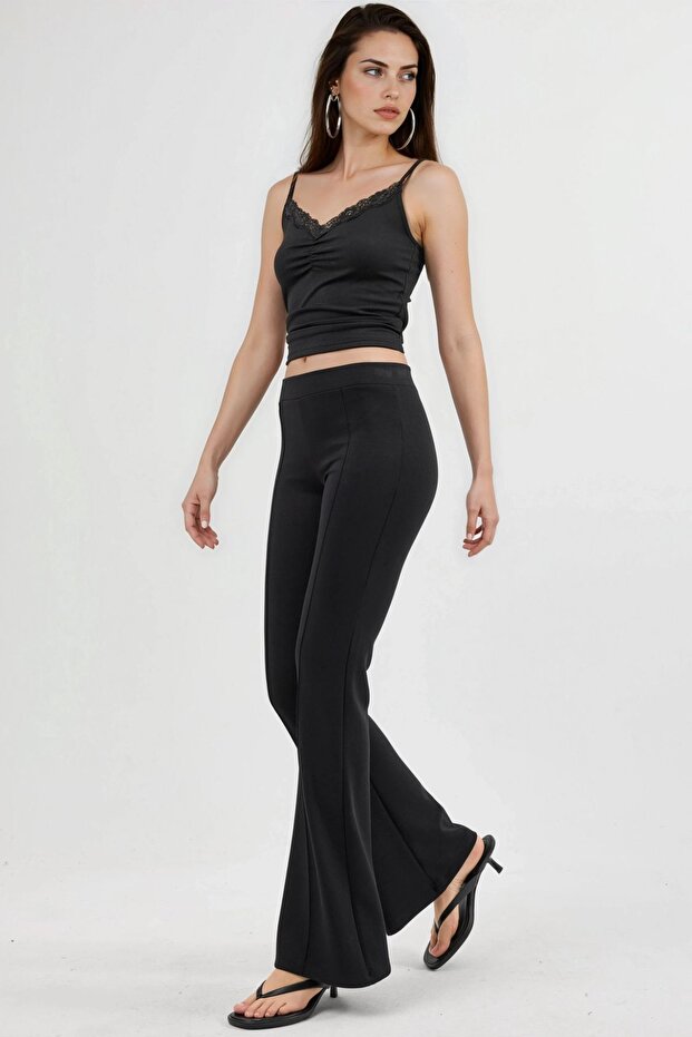 Busem Ribbed Flexible Knitted Flared Pants - 4