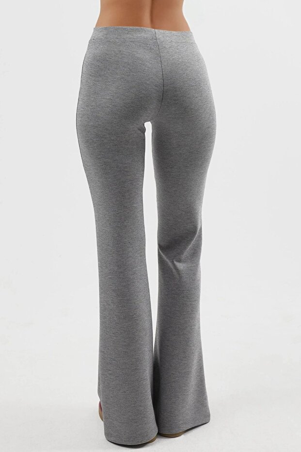 BUSEM Nervürlü Esnek Örme İspanyol Paça Pantolon - 5