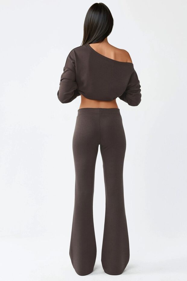 BUSEM Nervürlü Esnek Örme Flare Pantolon - 5