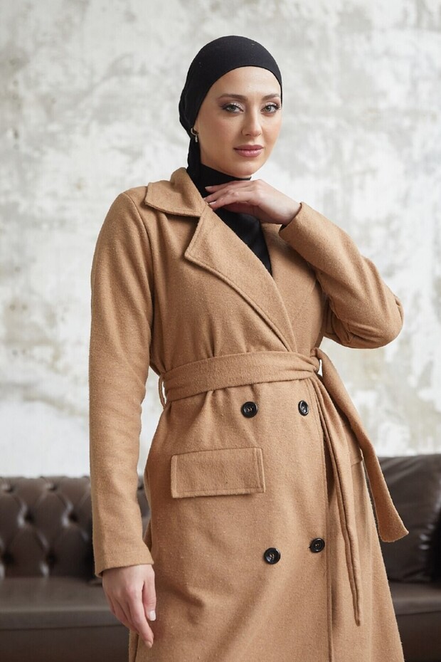 معطف حجاب بأربعة أزرار جملي - 2