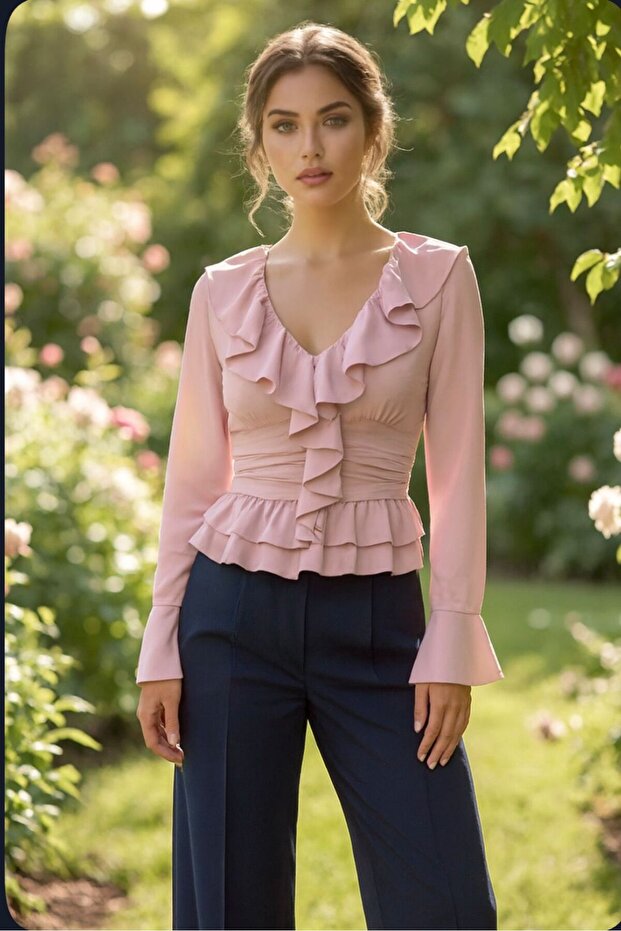 Bluza eleganta cu volane - 1