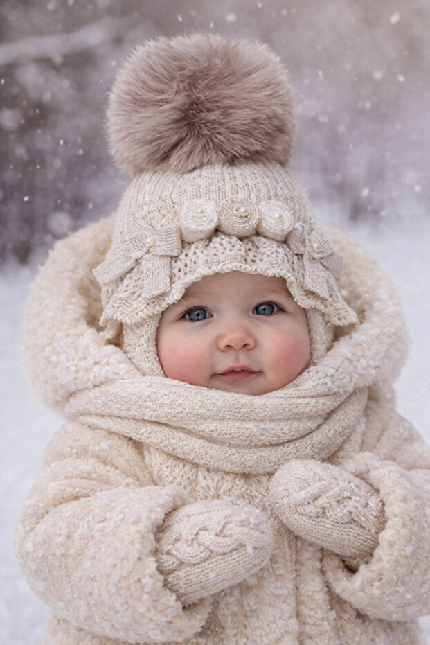 1 - 4 Years Old Baby Girl Wool Beret Hat Stylish Design