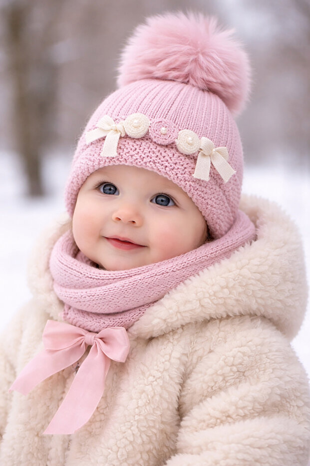 1 - 4 Years Old Baby Girl Wool Beret Hat Stylish Design