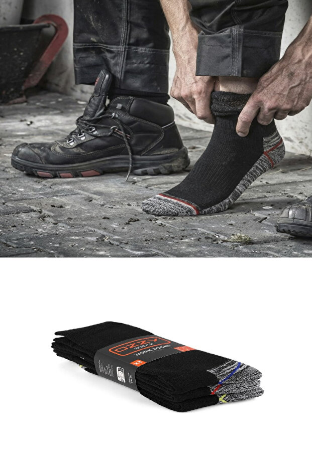 3 Pairs of Durable, Protective and Thick Textured Heel and Toe Reinforced Men's Work Socks