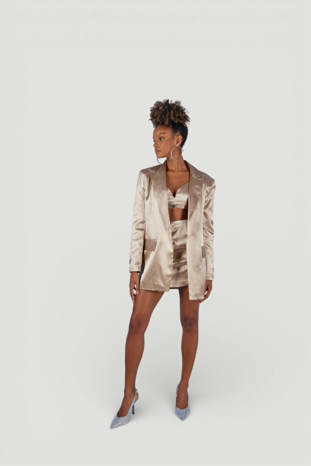 Fancy Blazer Ceket Bej - 2