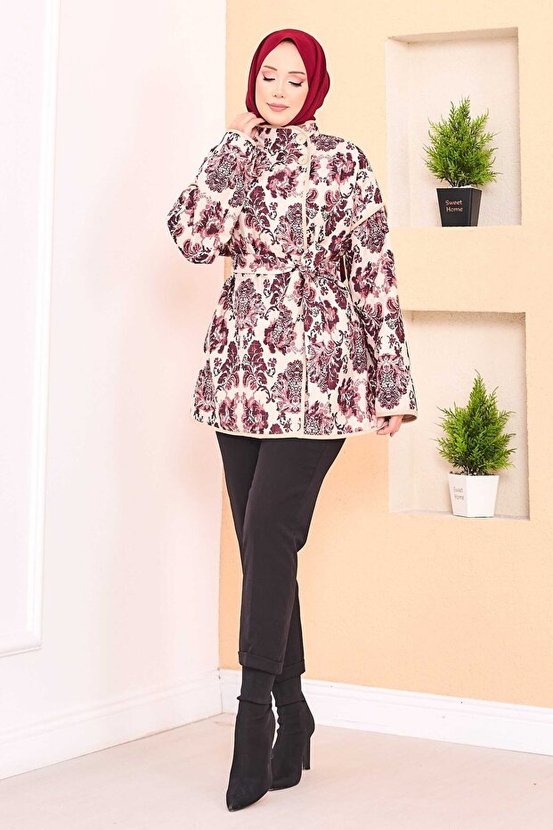 حواف أسطوانية سترة مبطنة بنمط عرقي -8 - 3