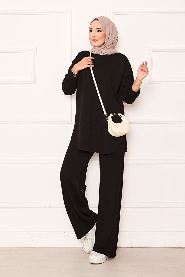 Crew Neck Basic Soft Suit Black - 4