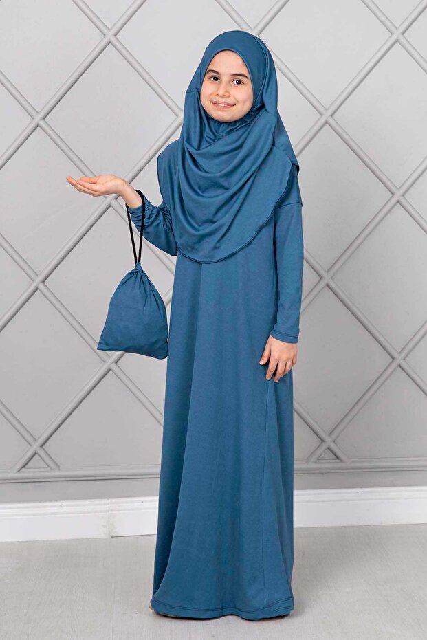 Hijab Children's Prayer Dress Blue