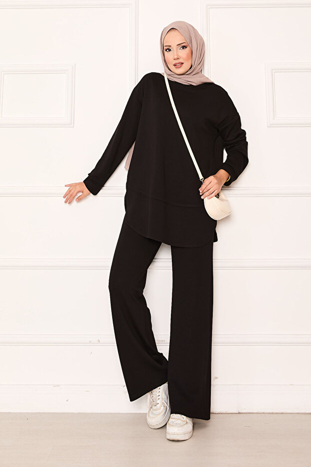 Crew Neck Basic Soft Suit Black - 6