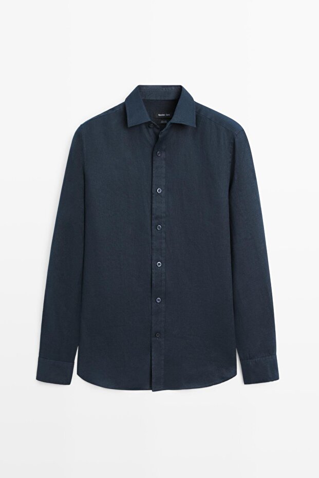 %100 keten slim fit gömlek - 5