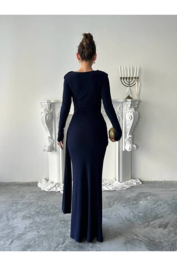 NOVA Maxi Elbise 3079 - Lacivert - 8