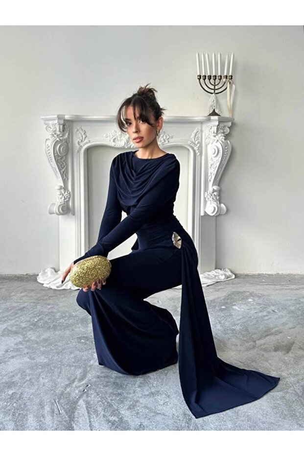 NOVA Maxi Elbise 3079 - Lacivert - 7