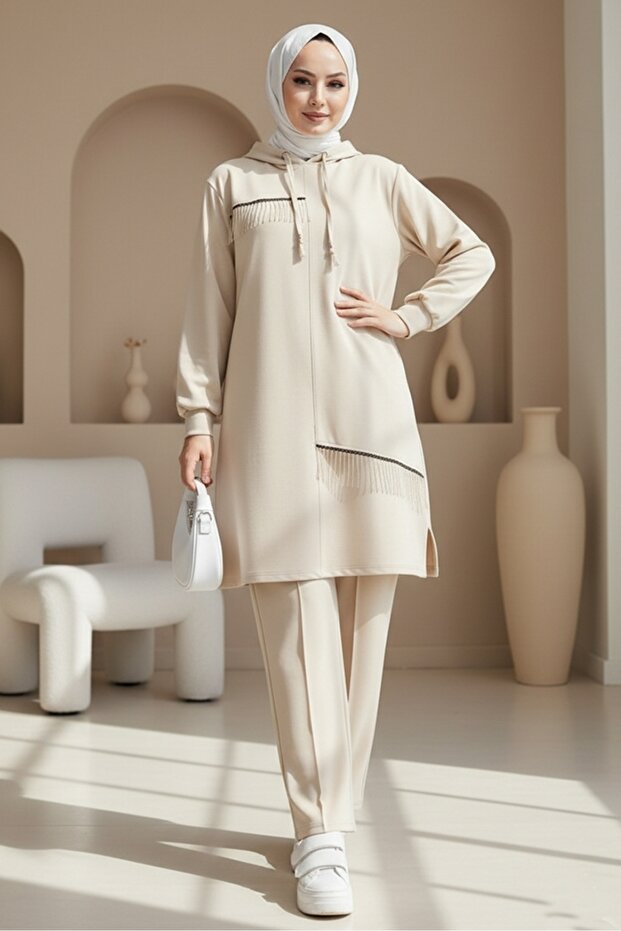 Chain Detail Double Suit 1660 - Beige