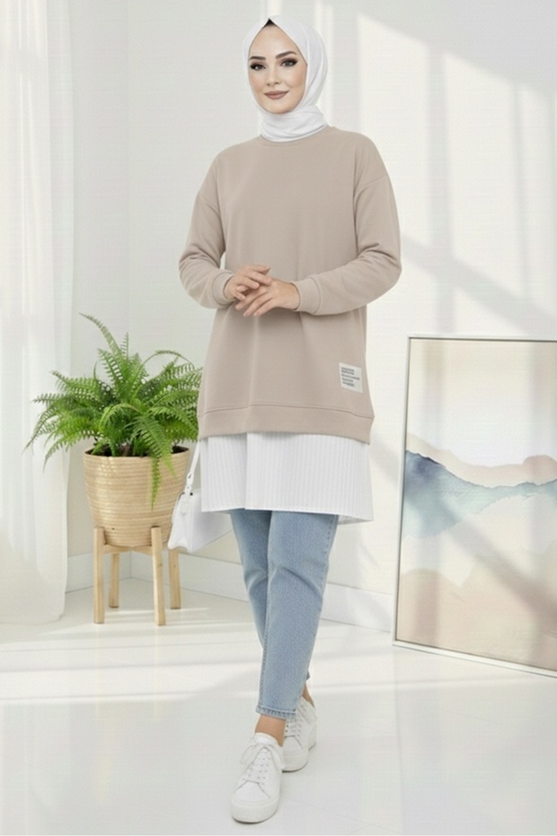 Arma Detail Pleated Tunic 1627 - Stone