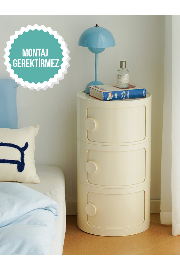 Duru 3 Çekmeceli Komodin Krem - 1