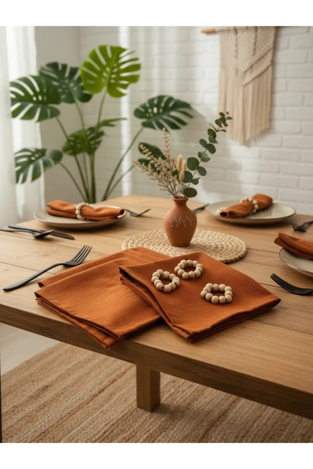 Cinnamon Premium Napkin Set of 6 (WITH BUCKLE GIFT) 40x40