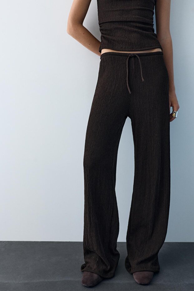 Bambula geniş paça pantolon - 6