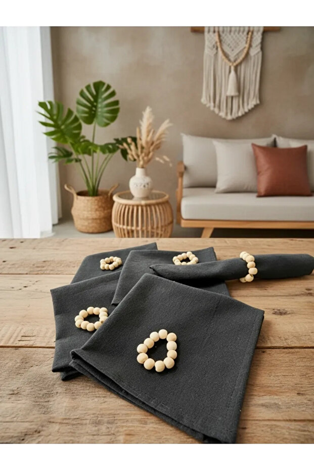 Smoked (Dark Gray) Premium Napkin Set of 6 (WITH BUCKLE GIFT) 40x40