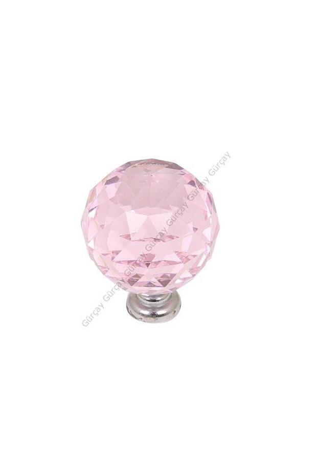Sphere Crystal Handle 30mm Pink - 2 Pieces