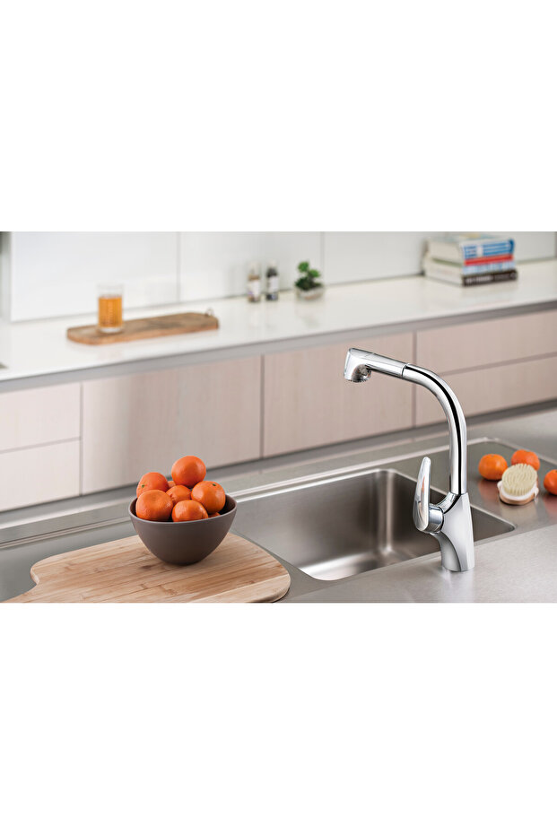 V3 A42151 Pull-Out Eviye Mutfak Bataryası, Krom - 3