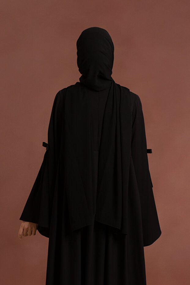 Fiyonklu Ferace - Siyah - 7