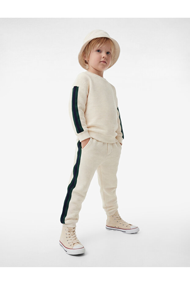 Cotton Oversize Ecru Baby Boy Sweatshirt 6Smb10096Tk